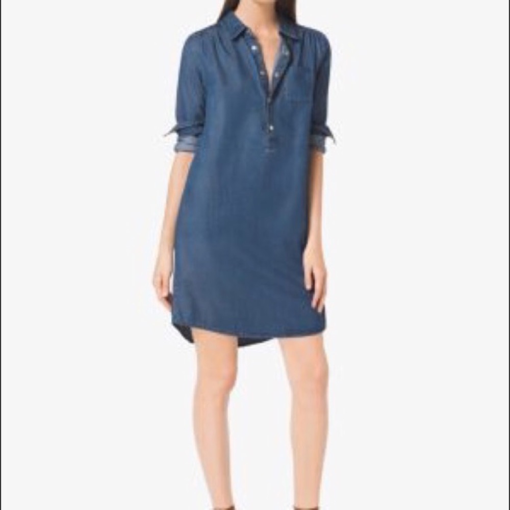 Michael Kors Blue Denim Shirt Dress